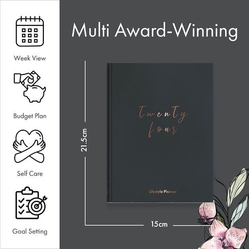 Perfect Planner Company - 2024 Lifestyle Planner - A5 Hardcover Organiser - Personal Development - Goal Setting - Habits and Routines - 100gsm FSC Paper, Midnight in Saudi Arabia