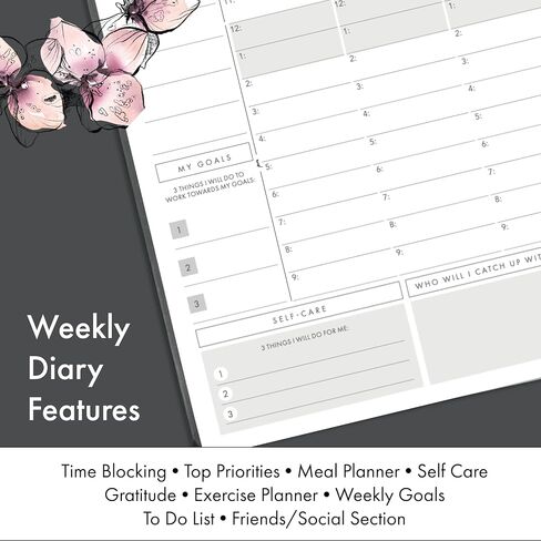 Perfect Planner Company - 2024 Lifestyle Planner - A5 Hardcover Organiser - Personal Development - Goal Setting - Habits and Routines - 100gsm FSC Paper, Midnight in Saudi Arabia