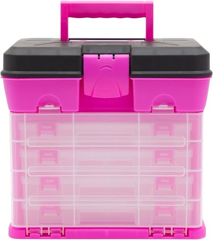 Juvale Pink Tackle Box for Women, 4 Drawer, 13 Compartment Tool Storage Organizer for Crafts, Dolls, Nail Kits, Sewing (10 x 10 Inches) in Saudi Arabia