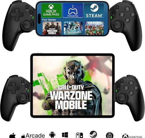 وحدة تحكم لاسلكية Megadream لأجهزة iPad والكمبيوتر اللوحي وiPhone/Android/PC/Switch/PS3/PS4 عصا تحكم Gamepad مع Turbo، تدعم لعبة Mobile Cloud، والبث على PS5/PS4/Xbox/PC، وiPhone 15/14، COD، أسود in Kuwait