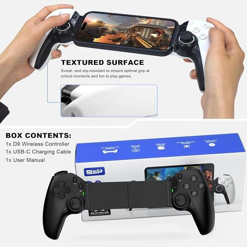 وحدة تحكم لاسلكية Megadream لأجهزة iPad والكمبيوتر اللوحي وiPhone/Android/PC/Switch/PS3/PS4 عصا تحكم Gamepad مع Turbo، تدعم لعبة Mobile Cloud، والبث على PS5/PS4/Xbox/PC، وiPhone 15/14، COD، أسود in Kuwait