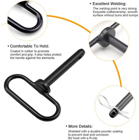 CZC AUTO Hitch Pin 5/8 x 4 بوصة دبوس وصلة مقطورة جزازة العشب، دبوس بوابة المقطورة لخطاف بسيط بيد واحدة للتشغيل والإيقاف - وصلة ربط آمنة للحديقة والسحب خلف المرفق، أسود in Kuwait