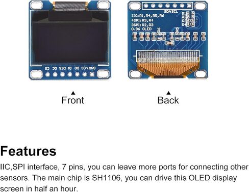 MECCANIXITY IIC SPI OLED Display Module, 7 Pin Character Display Screen Black 0.96 Inch in Saudi Arabia