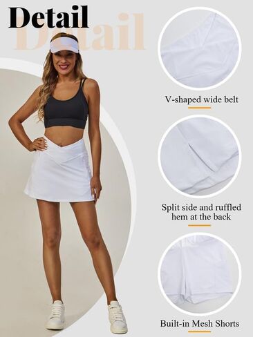 Golf Skirts for Women Crossover High Waisted Athletic Skirt Skorts Stretchy Golf Skirt with Shorts and 4 Pockets in Saudi Arabia