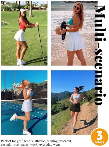 Golf Skirts for Women Crossover High Waisted Athletic Skirt Skorts Stretchy Golf Skirt with Shorts and 4 Pockets in Saudi Arabia
