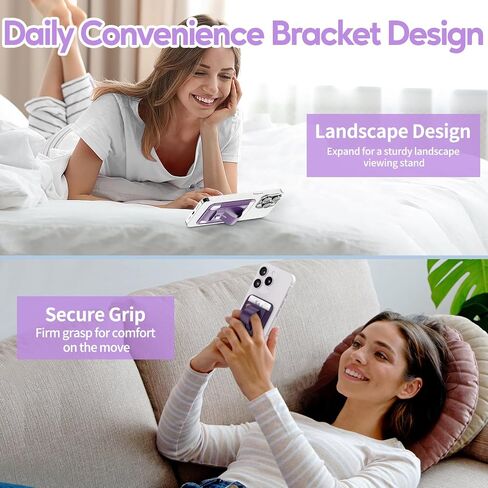 SS Magnetic Phone Wallet for MagSafe, Magnetic Card Holder for Back of Phone Compatible for iPhone 15/14/ 13/12 Series, Thin Credit Card Wallet with Kickstand, Purple in Saudi Arabia