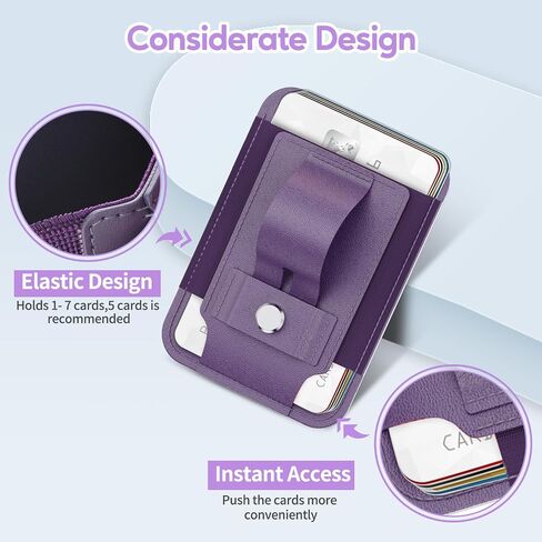 SS Magnetic Phone Wallet for MagSafe, Magnetic Card Holder for Back of Phone Compatible for iPhone 15/14/ 13/12 Series, Thin Credit Card Wallet with Kickstand, Purple in Saudi Arabia