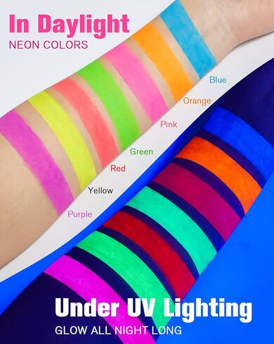 14 قطعة من طلاء الوجه المتوهج في الظلام، طلاء الوجه والجسم الكريمي باللون الأسود الفاتح النيون، أعواد مكياج الهالوين التنكرية، مجموعة أقلام تلوين فلورسنت للأطفال in Kuwait