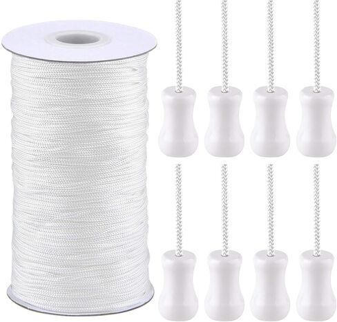 SAYAYA 1.8mm Braided Nylon Lift Shade Cord with 8 Pieces Wood Pendants 109 Yards Replacement Curtain String Kit for Blinds Repair, Roman Shades, Gardening & DIY Crafts (Brown) in Saudi Arabia
