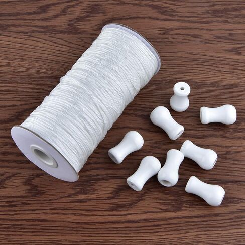 SAYAYA 1.8mm Braided Nylon Lift Shade Cord with 8 Pieces Wood Pendants 109 Yards Replacement Curtain String Kit for Blinds Repair, Roman Shades, Gardening & DIY Crafts (Brown) in Saudi Arabia