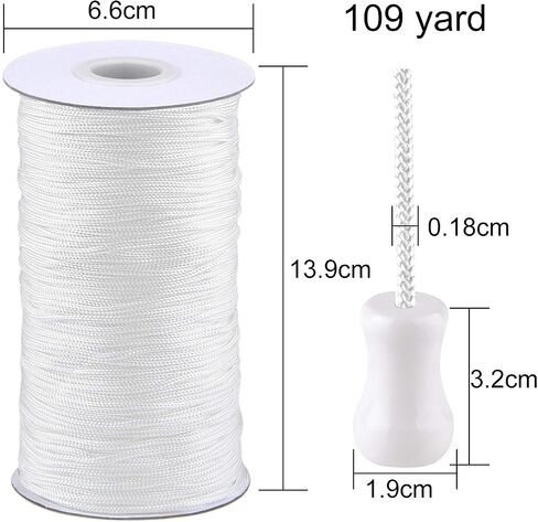 SAYAYA 1.8mm Braided Nylon Lift Shade Cord with 8 Pieces Wood Pendants 109 Yards Replacement Curtain String Kit for Blinds Repair, Roman Shades, Gardening & DIY Crafts (Brown) in Saudi Arabia