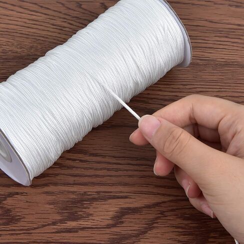 SAYAYA 1.8mm Braided Nylon Lift Shade Cord with 8 Pieces Wood Pendants 109 Yards Replacement Curtain String Kit for Blinds Repair, Roman Shades, Gardening & DIY Crafts (Brown) in Saudi Arabia