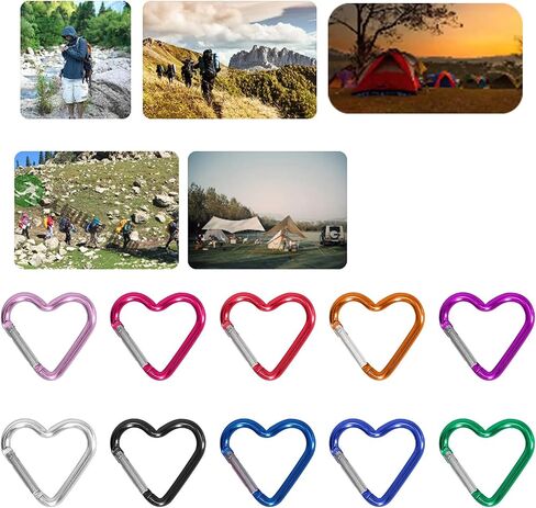 Heart Shaped Carabiner Clip Aluminum Alloy Keychain Clip Spring Snap Hook Camping Backpack Clips Heavy Duty Carabiner Lightweight Aluminum Alloy Keychain Clip Backpack Carabiner Rustproof in Saudi Arabia