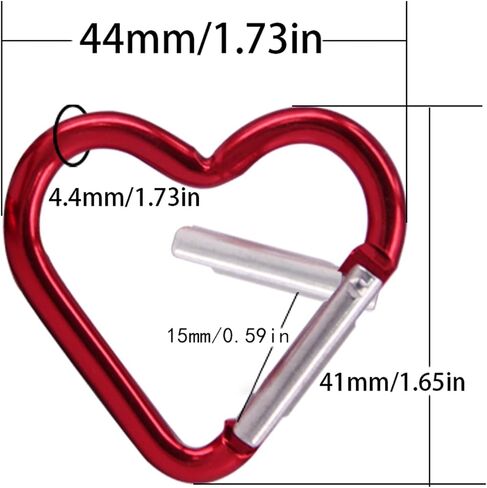 Heart Shaped Carabiner Clip Aluminum Alloy Keychain Clip Spring Snap Hook Camping Backpack Clips Heavy Duty Carabiner Lightweight Aluminum Alloy Keychain Clip Backpack Carabiner Rustproof in Saudi Arabia