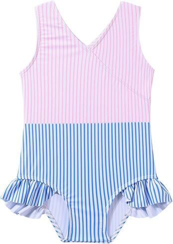 Baby Girl Swimsuit Cute One Piece Bathing Suit with Sun Protection Ruffles Swimwear 2T-6T in Saudi Arabia