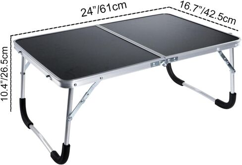 Sivya Foldable Laptop Table Lapdesk, Breakfast Bed Serving Tray, Portable Mini Picnic Desk (Black) in Saudi Arabia