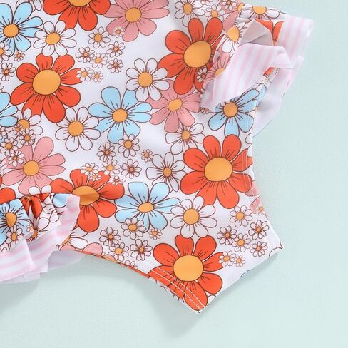 طفل فتاة قطعة واحدة ملابس السباحة الأزهار أكمام عارية الذراعين Bowknot ثوب السباحة الاطفال فتاة تكدرت ملابس بحر in Kuwait