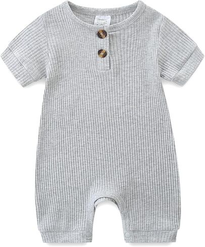 Unisex Newborn Baby Romper Ribbed Onesie Infant Long/Short Sleeve Jumpsuit in Saudi Arabia