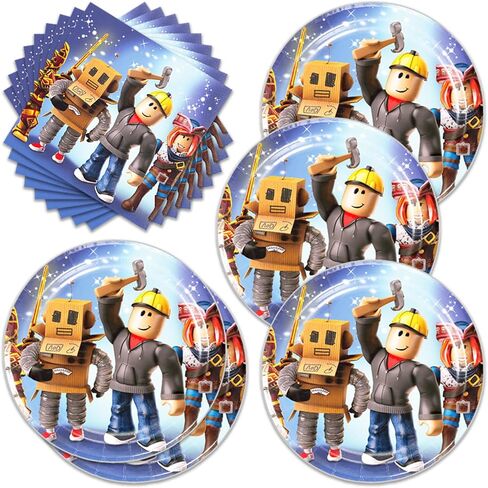 40 قطعة من أنوات 𝓡𝓸𝓫𝓵𝓸𝔁𝓼 لوازم حفلات أعياد الميلاد، ديكورات الحفلات، أطباق ذات طابع خاص، مناديل استحمام للأطفال، ديكورات حفلات بطابع روبوت المحيط، مستلزمات حفلات أعياد الميلاد. in Kuwait