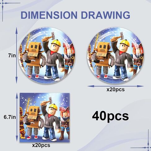 40 قطعة من أنوات 𝓡𝓸𝓫𝓵𝓸𝔁𝓼 لوازم حفلات أعياد الميلاد، ديكورات الحفلات، أطباق ذات طابع خاص، مناديل استحمام للأطفال، ديكورات حفلات بطابع روبوت المحيط، مستلزمات حفلات أعياد الميلاد. in Kuwait