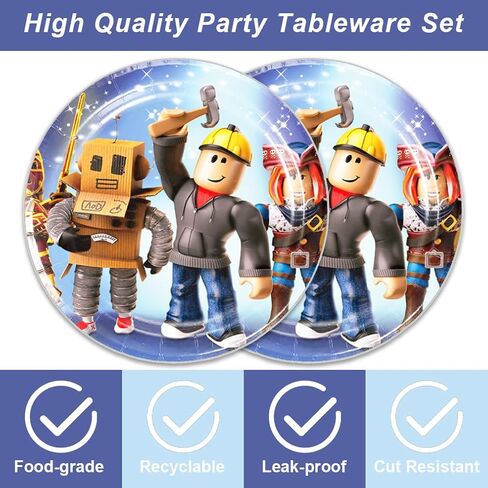 40 قطعة من أنوات 𝓡𝓸𝓫𝓵𝓸𝔁𝓼 لوازم حفلات أعياد الميلاد، ديكورات الحفلات، أطباق ذات طابع خاص، مناديل استحمام للأطفال، ديكورات حفلات بطابع روبوت المحيط، مستلزمات حفلات أعياد الميلاد. in Kuwait