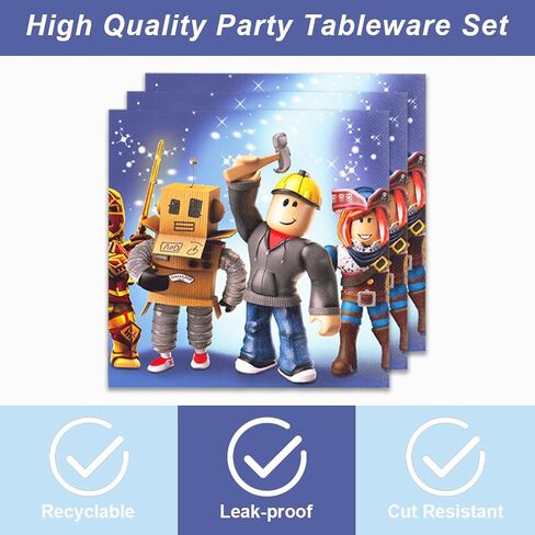 40 قطعة من أنوات 𝓡𝓸𝓫𝓵𝓸𝔁𝓼 لوازم حفلات أعياد الميلاد، ديكورات الحفلات، أطباق ذات طابع خاص، مناديل استحمام للأطفال، ديكورات حفلات بطابع روبوت المحيط، مستلزمات حفلات أعياد الميلاد. in Kuwait