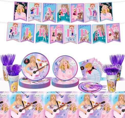 زينة حفلات نجوم الموسيقى من Aoerfes، لوحات حفلات أعياد الميلاد لمحبي الموسيقى، أكواب مناديل مفرش المائدة الورقية، موسيقى البنات، ديكورات أعياد الميلاد، قطع 20 أدوات مائدة للضيوف in Kuwait