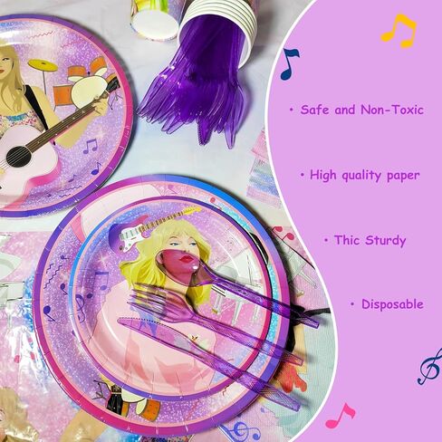 زينة حفلات نجوم الموسيقى من Aoerfes، لوحات حفلات أعياد الميلاد لمحبي الموسيقى، أكواب مناديل مفرش المائدة الورقية، موسيقى البنات، ديكورات أعياد الميلاد، قطع 20 أدوات مائدة للضيوف in Kuwait