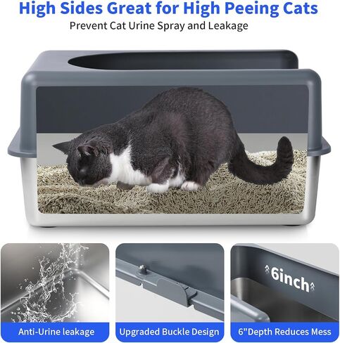 Enclosed Stainless Steel Cat Litter Box, Litter Box with Lid, High Sided Metal Litter Box, Enclosed Cat Litter Boxes, Never Absorbs Odors, Anti-Urine Leakage, Easy Cleaning in Saudi Arabia