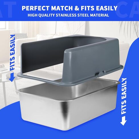 Enclosed Stainless Steel Cat Litter Box, Litter Box with Lid, High Sided Metal Litter Box, Enclosed Cat Litter Boxes, Never Absorbs Odors, Anti-Urine Leakage, Easy Cleaning in Saudi Arabia