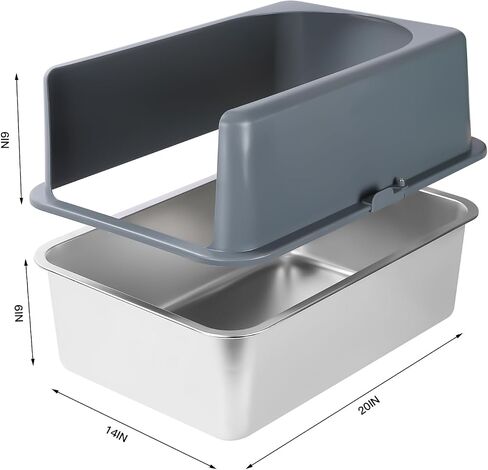 Enclosed Stainless Steel Cat Litter Box, Litter Box with Lid, High Sided Metal Litter Box, Enclosed Cat Litter Boxes, Never Absorbs Odors, Anti-Urine Leakage, Easy Cleaning in Saudi Arabia