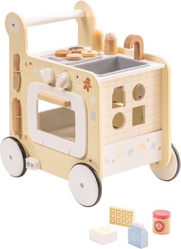 ROBOTIME Wooden Baby Push Walker Learning Walker,4 in 1 Activities Center Monetessori Walker Education Toys with Bakery Kitchen,Shape Sorter and Movable Slider, Gift for Boys Girls 18 Months in Saudi Arabia