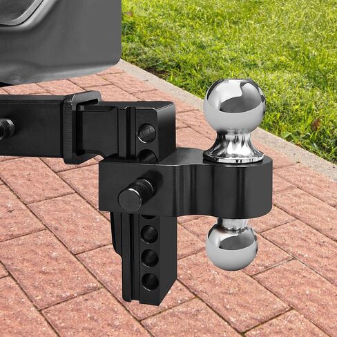 LOCKIETTA حامل وصلة مقطورة قابل للتعديل مع كرة 2 بوصة و2-5/16 بوصة، تناسب جهاز استقبال قياسي 2 بوصة، قطرة/ارتفاع 6 بوصة، سعة السحب 5000-12500 رطل، وصلة مقطورة مزدوجة الكرات من الألومنيوم شديدة التحمل، أسود in Kuwait