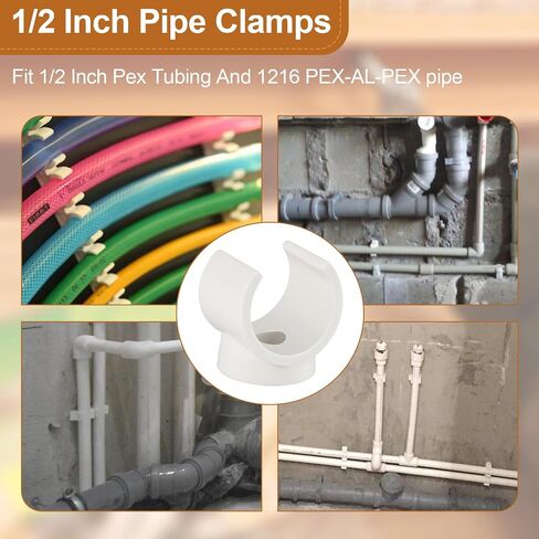 PEX Pipe Clamp Clip, 50Pcs 1/2 Inch PEX Clamp For PVC Water Pipes & Tubing Hoses Hangers Clips Holder Support Bracket Socket, White Plastic U Pipe Clamp Tools in Saudi Arabia