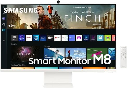 SAMSUNG 27" M80C UHD HDR Smart Computer Monitor Screen with Streaming TV, Slimfit Camera Included, Wireless Remote PC Access, Alexa Built-in (LS27CM801UNXZA),Warm White (Renewed) in Saudi Arabia