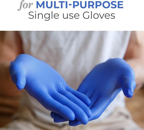 BHH BRIGHT HORIZON HEALTH IGNITE YOUR LIFE قفازات فحص النتريل الطبية الزرقاء - خالية من اللاتكس وخالية من البودرة (100 قيراط) - كبير in Kuwait