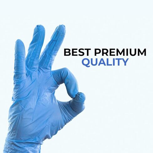 BHH BRIGHT HORIZON HEALTH IGNITE YOUR LIFE قفازات فحص النتريل الطبية الزرقاء - خالية من اللاتكس وخالية من البودرة (100 قيراط) - كبير in Kuwait