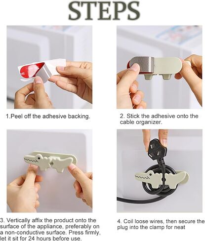 Revylink 3 Pack Cute Crocodile Upgraded Cord Organizer For Kitchen Appliances Adhesive Cord Holder Stick On Wire Winder Cord Wrapper For Mixers,Coffee Maker,Pressure Cooker,Blender,Bread Machine in Saudi Arabia