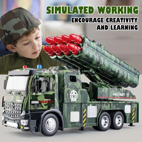 Cement Mixer Toy Truck Metal Cab, Big Construction Truck with Lights Sounds and Working Movable Parts, Friction Powered Construction Vehicles for Boys and Girls in Kuwait