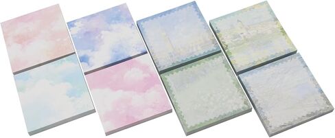 (8 وسائد) ملاحظات لاصقة، 3x3 بوصة، ملاحظات ذاتية اللصق فنية/سحابية، سهلة النشر للمدرسة، المكتب، الكمبيوتر المحمول، 8 وسادات تصميم/حزمة in Kuwait