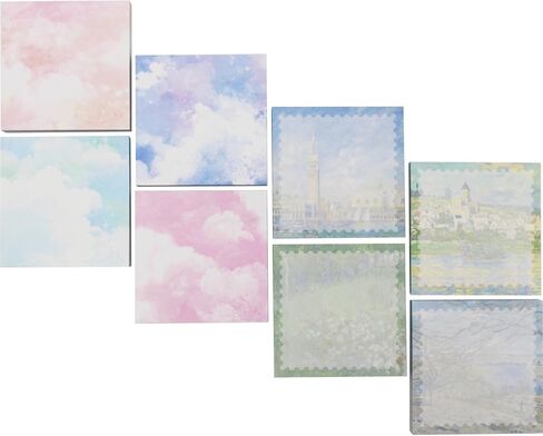 (8 وسائد) ملاحظات لاصقة، 3x3 بوصة، ملاحظات ذاتية اللصق فنية/سحابية، سهلة النشر للمدرسة، المكتب، الكمبيوتر المحمول، 8 وسادات تصميم/حزمة in Kuwait