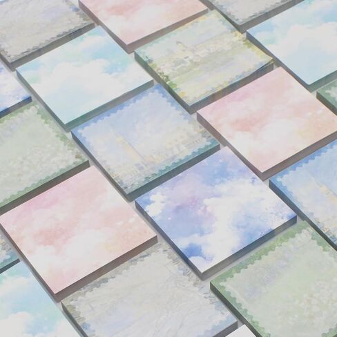 (8 وسائد) ملاحظات لاصقة، 3x3 بوصة، ملاحظات ذاتية اللصق فنية/سحابية، سهلة النشر للمدرسة، المكتب، الكمبيوتر المحمول، 8 وسادات تصميم/حزمة in Kuwait