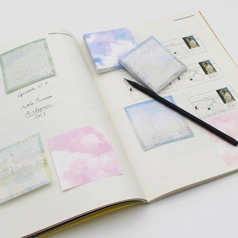 (8 وسائد) ملاحظات لاصقة، 3x3 بوصة، ملاحظات ذاتية اللصق فنية/سحابية، سهلة النشر للمدرسة، المكتب، الكمبيوتر المحمول، 8 وسادات تصميم/حزمة in Kuwait