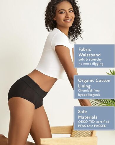 Goat Union Midi Period Underwear for Women Teens, Menstrual Period Panty, Organic Cotton Lining, Full Coverage & Heavy Flow in Kuwait