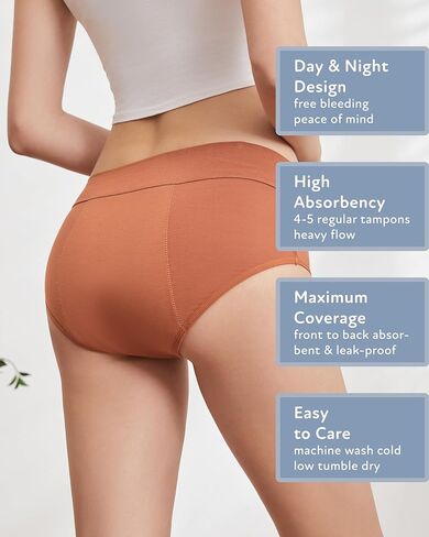 Goat Union Midi Period Underwear for Women Teens, Menstrual Period Panty, Organic Cotton Lining, Full Coverage & Heavy Flow in Kuwait
