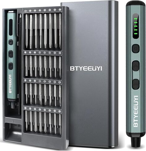 مفك براغي كهربائي BTYEEUYI، مجموعة مفكات كهربائية صغيرة 68 في 1 مع 64 لقمة مغناطيسية، مفك براغي لاسلكي دقيق 3.7 فولت، مجموعة أدوات إصلاح لنظارات الهاتف والكاميرا وأجهزة الكمبيوتر المحمولة وساعة in Kuwait
