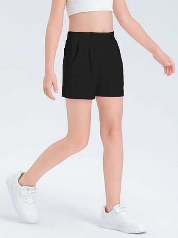 Haloumoning Girls Shorts Kids Casual High Waisted School Uniform Shorts with Pockets 5-14 Years in Kuwait