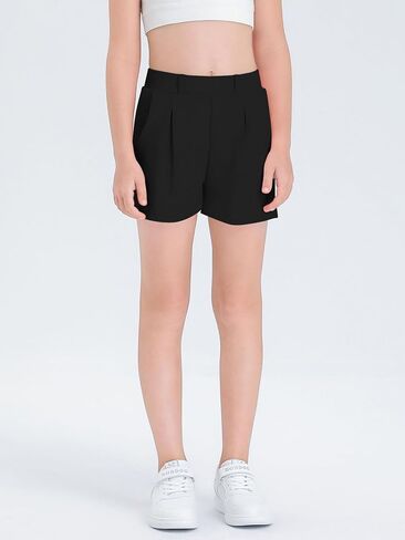 Haloumoning Girls Shorts Kids Casual High Waisted School Uniform Shorts with Pockets 5-14 Years in Kuwait