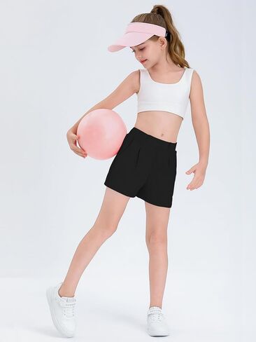 Haloumoning Girls Shorts Kids Casual High Waisted School Uniform Shorts with Pockets 5-14 Years in Kuwait