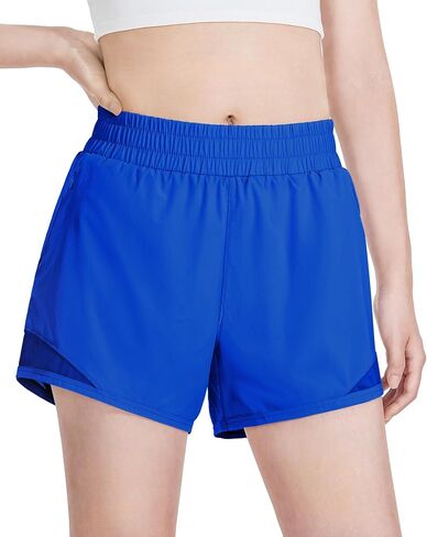Auranso Girls Athletic Shorts Quick Dry Running Shorts with Mesh Liner and Zip Pockets in Saudi Arabia